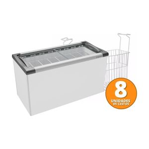 Kit - Freezer Horizontal Tampa De Vidro 318 Litros Nf40 220v + 8 Cestos Nextgen Branco 220v