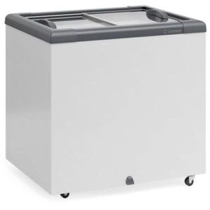 Freezer Plano Vidro Reto Deslizante Com Led Ghd200l Gelopar Expositor 210 Litros Cinza 110v