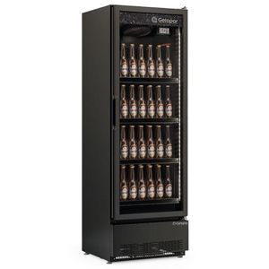 Expositor Vertical Linha Carbono 1 Porta Gcbc45cb Gelopar Refrigerador 445 Litros All Black 220v
