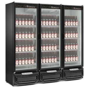 Expositor Vertical 3 Portas De Vidro Gcbc1450 Gelopar Refrigerador 1468 Litros Preto 110v