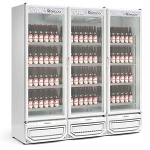 Expositor Vertical 3 Portas De Vidro Gcbc1450 Gelopar Refrigerador 1468 Litros Branco 220v