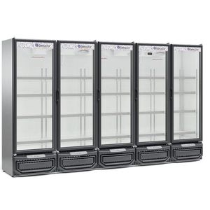 Expositor Vertical 5 Portas De Vidro Gcvr2500 Gelopar Refrigerador 2492 Litros Inox 220v