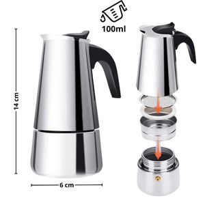 Cafeteira Italiana em Inox 100ml - Perfeita para 2 Xícaras