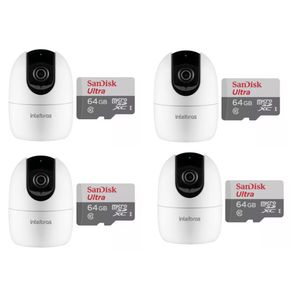 kit 4 Câmera Ip 360° Full Hd Im4 Mibo Intelbras + Sd 64gb Ultra
