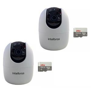 kit 2 Câmera Ip 360° Full Hd Im4 Mibo Intelbras + Sd 64gb Ultra