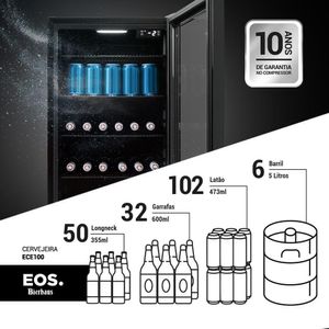 Visa Cooler Cervejeira EOS Porta de Vidro Frost Free -6 a 10 ºC 98L ECE100 Bierhaus 127V
