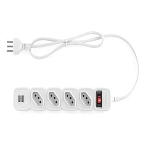 Filtro De Linha Protetor Eletronico Regua Extensão Eletrica EPE 204 Intelbras 4 Tomadas 2 Usb