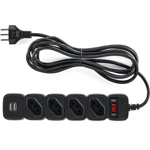 Filtro De Linha Protetor Eletronico Regua Extensão Eletrica EPE 204 USB+ Intelbras 4 Tomadas 2 Usb Bivolt Cabo 3 Metros
