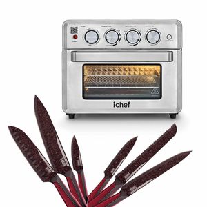 Airfryer + Forno Ichef Ovenfryer Max 26L e Conjunto de 6 Facas Special Cut Vermelha