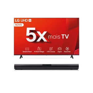 Compre Smart TV LG 86" 4K UHD 86UT8050PSA e Ganhe SoundBar LG Bluetooth Preto SQC1