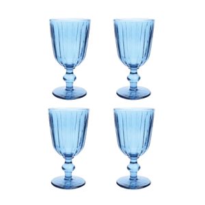 4 Taças para Vinho em Cristal Ecológico 250ml Azul