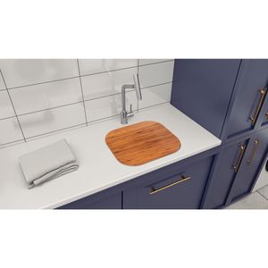 Tanque Tramontina Hera Compact 19 Litros em Aço Inox Acetinado 40x35 cm com Tábua de Madeira