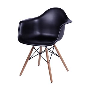 Cadeira OR-1120 em Polipropileno com Base de Madeira OR Design - Preto