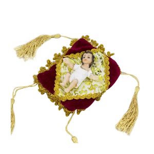 Menino Jesus Roupa Branca Na Almofada 7.5cm - Enfeite Resina - Tudo em Caixa