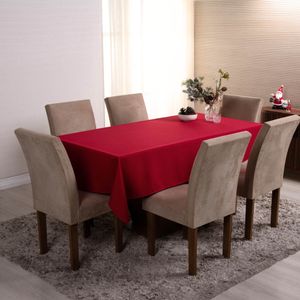 Toalha de Mesa Basic Lisa Oxford Decoração 2,00m x 1,40m para 6 Lugares - Vermelho
