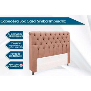 Cabeceira Cama Box Estofada Casal Casal Imperatriz Suede Bege - Simbal
