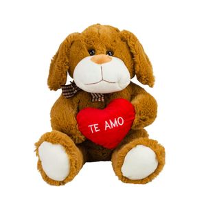 Cachorro Marrom Sentado Coração Te Amo 23cm - Pelúcia - Tudo em  Caixa