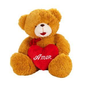 Urso Marrom Segurando Coração Amor 50cm - Pelúcia - Tudo em Caixa