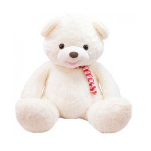 Urso Branco Laço 77cm - Pelúcia - Tudo em Caixa