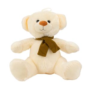 Urso Branco Sentado Cachecol 25cm - Pelúcia - Tudo em Caixa