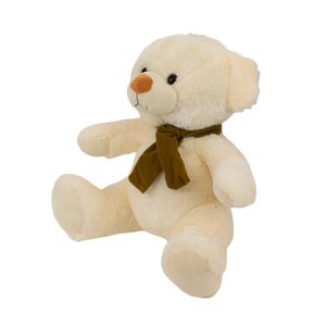 Urso Branco Sentado Cachecol 25cm - Pelúcia - Tudo em Caixa