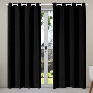 Cortina Isa Varão Tecido Oxford 2,80m x 2,30m p/ Porta Balcão - Preto
