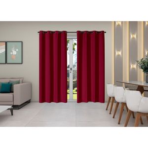 Cortina Isa Varão Tecido Oxford 4,00m x 2,50m p/ Janela Sala Quarto - Vermelho
