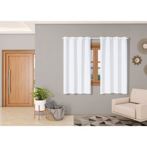 Cortina Isa Varão Tecido Oxford 2,80m x 1,60m p/ Janela Sala Quarto - Branca