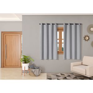 Cortina Isa Varão Tecido Oxford 2,00m x 1,40m p/ Janela Sala Quarto - Cinza