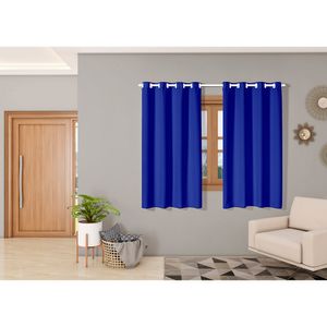 Cortina Isa Varão Tecido Oxford 2,00m x 1,40m p/ Janela Sala Quarto - Azul Royal