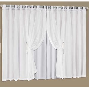 Cortina Luciana Lux Tecido Blackout e Voal 4,00m x 2,70m Janela Sala Quarto - Branco