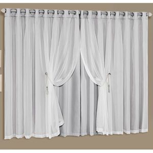 Cortina Luciana Lux Tecido Blackout e Voal 3,00m x 2,50m Janela Sala Quarto - Branco Gelo