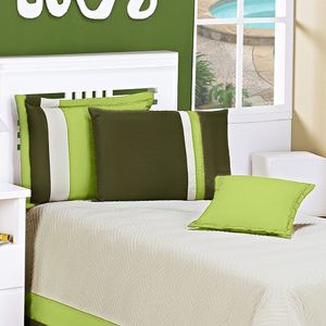 Kit Cobre Leito Solteiro Stylo com Cortina para Varão 2 Metros 7 Peças - Verde