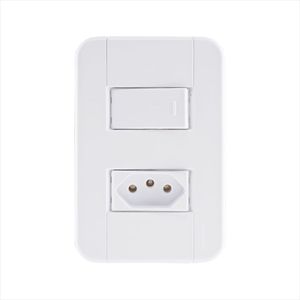 Conjunto 4x2 com 1 Interruptor Simples 10 A 250 V e 1 Tomada 2P+T 20 A 250 V Tramontina Tablet Branco