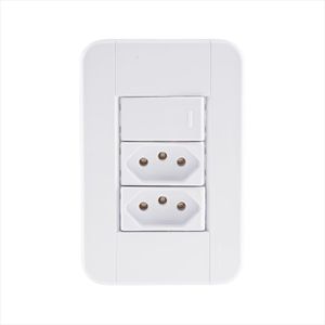 Conjunto 4x2 com 1 Interruptor Simples 10 A 250 V e 2 Tomadas 2P+T 10 A 250 V Tramontina