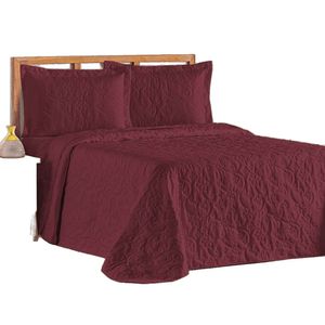 Cobre Leito Colcha Queen Mobili 03 Peças - Vinho - 100% Poliéster