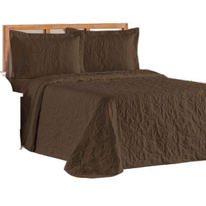 Cobre Leito Colcha Queen Mobili 03 Peças - Tabaco - 100% Poliéster