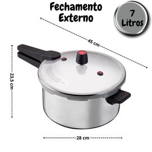 Panela de Pressão 7 Litros Fechamento Externo - Segurança e Eficiência