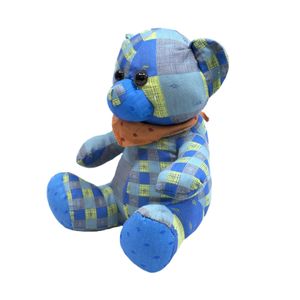 Urso Azul De Pano Sentado Laço Pescoço 23cm - Pelúcia - Tudo em Caixa