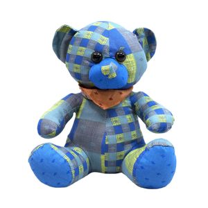 Urso Azul De Pano Sentado Laço Pescoço 23cm - Pelúcia - Tudo em Caixa
