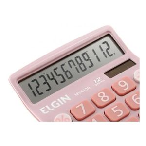 Calculadora De Mesa 12 Dígitos Solar Bateria Lcd Elgin MV4130 Rosa