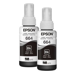 Kit 2 Garrafas Refil de Tinta Para Impressora Original Epson T664 Preto