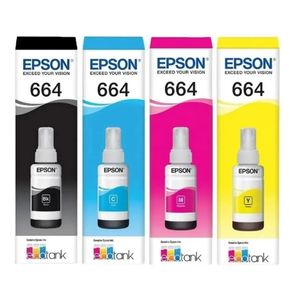 Kit Refil De Tinta Original Epson T664 Preto Ciano Magenta Amarelo Magenta