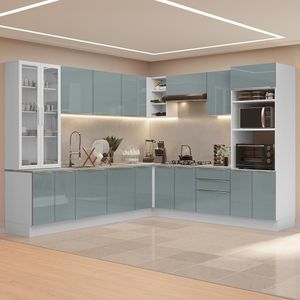 Armário De Cozinha Completa 566cm Lux Madesa 01 Branco/Cinza