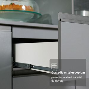 Armário De Cozinha Compacta 200cm Cinza Nice Madesa 01 Cinza