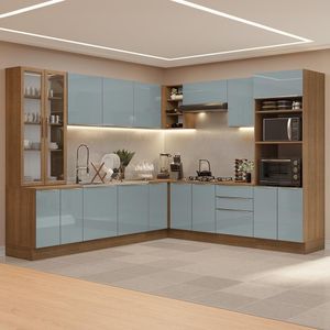 Armário De Cozinha Completa 566cm Lux Madesa 01 Rustic/cinza