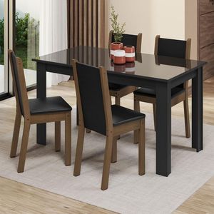Conjunto Sala Jantar Mesa Vidro 4 Cadeiras Suzy
