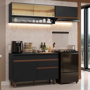 Armário De Cozinha Compacta 190cm Reims Madesa 06 Preto