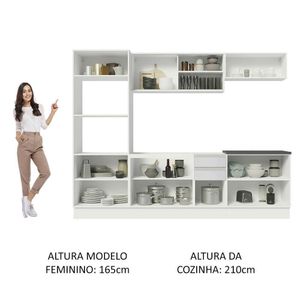 Cozinha Completa 270007 Com Armário E Balcão Branco Brilho