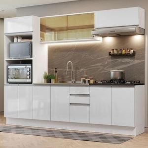 Cozinha Completa 270007 Com Armário E Balcão Branco Brilho